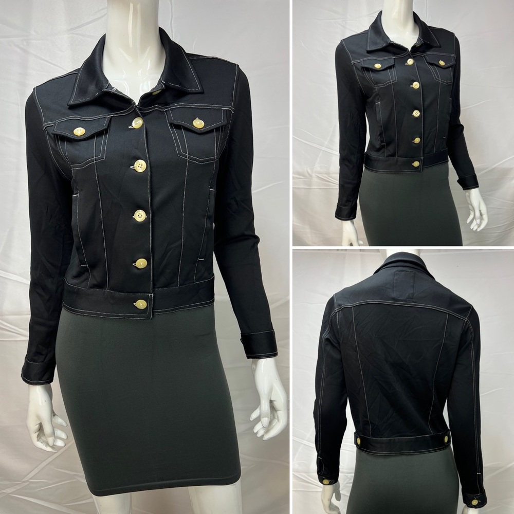 Women's Buki Collection Seattle Black Stretchy XS Cropped Moto Jacket